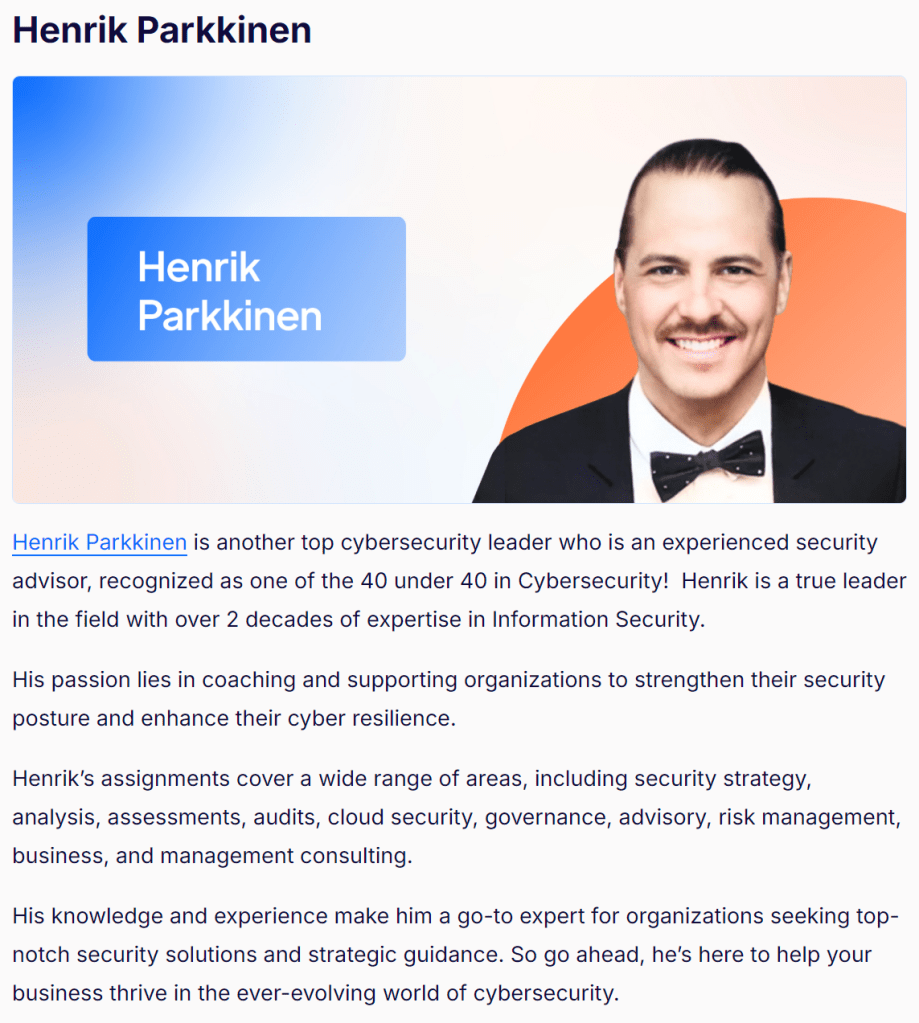 Henrik Parkkinen recognized as Top 25 influental CISOs and Cybersecurity leaders