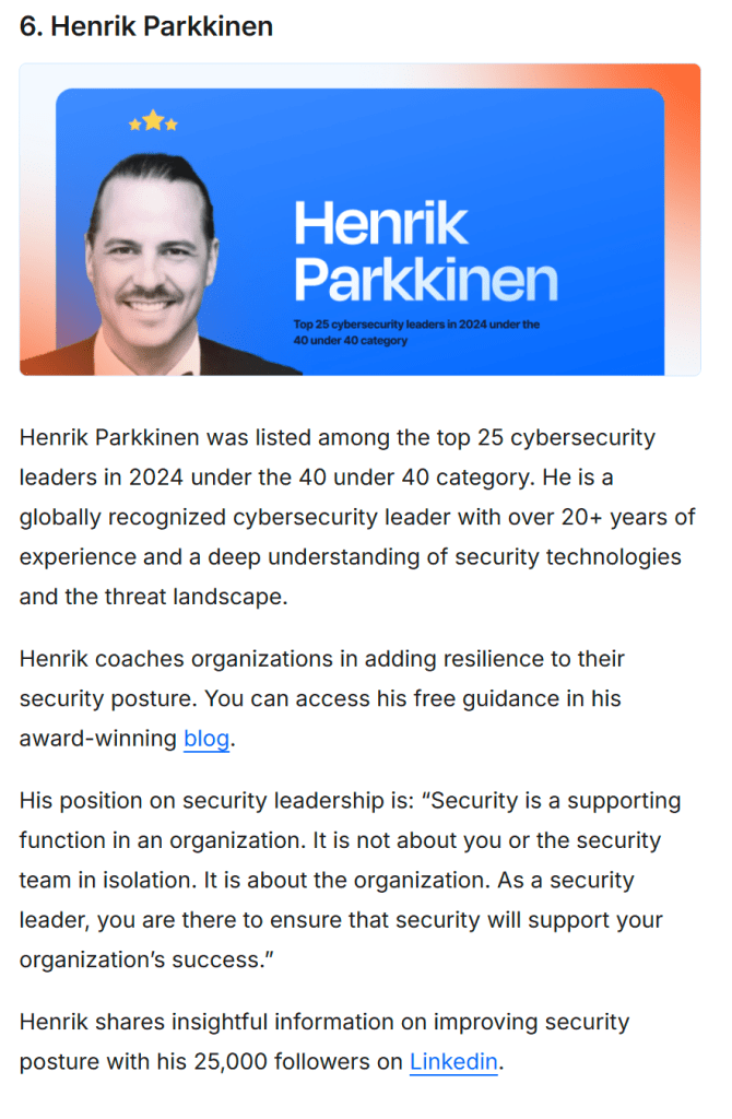 Henrik Parkkinen recognized as Top 12 GRC leaders