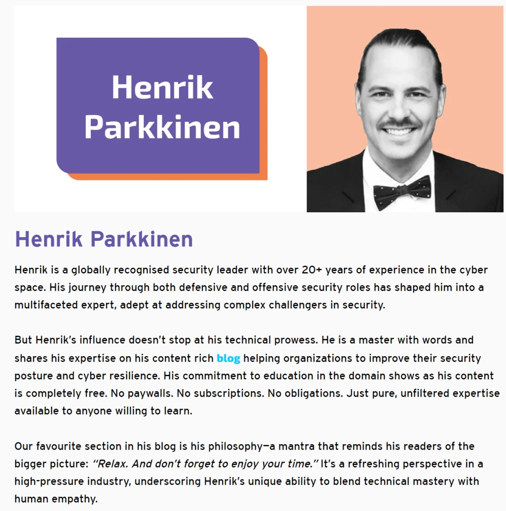 Henrik Parkkinen recognized as Top 20 Cybersecurity influencers